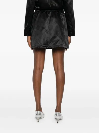 Casablanca Drawstring Patterned Mini Skirt In Black
