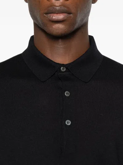 Tagliatore Long-sleeved Polo Shirt In Black