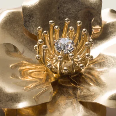 Miu Miu Flower Brooch Pin Central Gemstone Petals In Gold