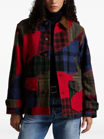 Polo Ralph Lauren Wool Patchwork Woven Coat Multi Patchwork In Multi