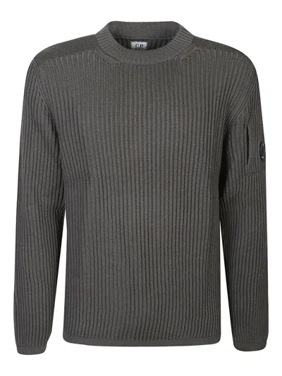 C.p. Company Crew Neck Long Sleeve Knitwear Re-wool In Gray