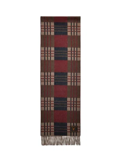Rrl Plaid Fringe Scarf In Brown