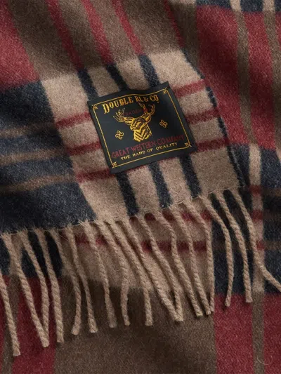 Rrl Plaid Fringe Scarf In Brown