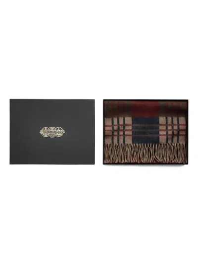 Rrl Plaid Fringe Scarf In Brown