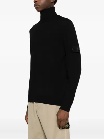 Stone Island Roll-neck Sweater In Black