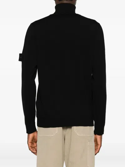 Stone Island Roll-neck Sweater In Black