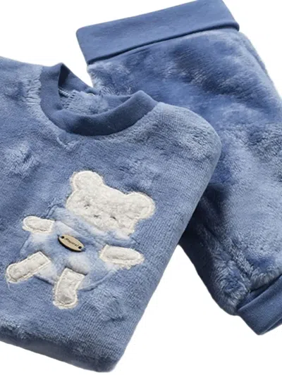 Mayoral Teddy-appliqué Trouser Set In Blue