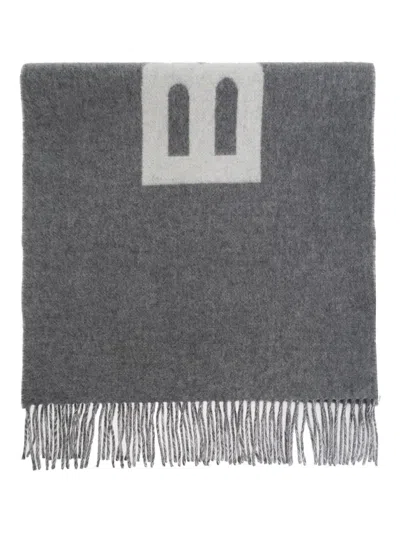 Bally Logo Fringed Scarf In Gray