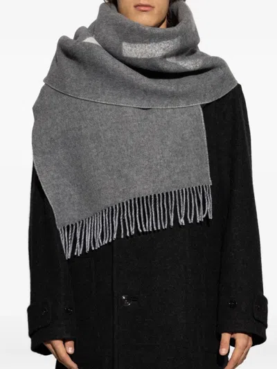 Bally Logo Fringed Scarf In Gray