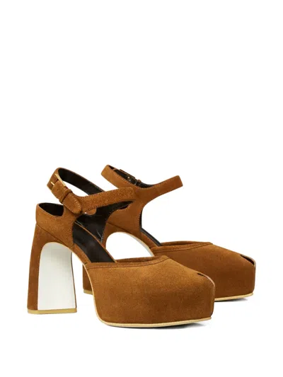 Tory Burch Peep-toe Platform 110mm In Brown
