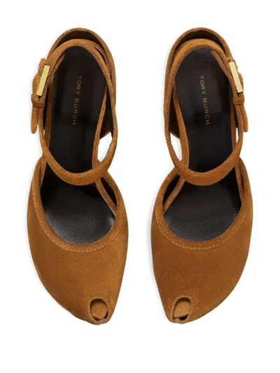 Tory Burch Peep-toe Platform 110mm In Brown