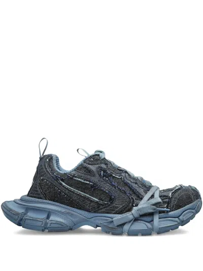 Balenciaga 3xl Distressed Lace-up Sneakers In Blue