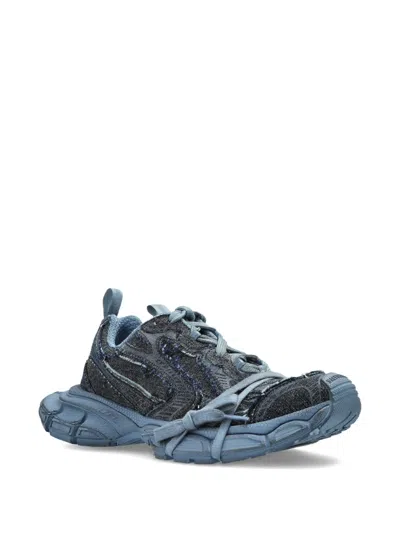 Balenciaga 3xl Distressed Lace-up Sneakers In Blue
