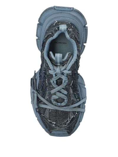Balenciaga 3xl Distressed Lace-up Sneakers In Blue