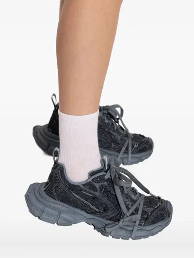 Balenciaga 3xl Distressed Lace-up Sneakers In Blue