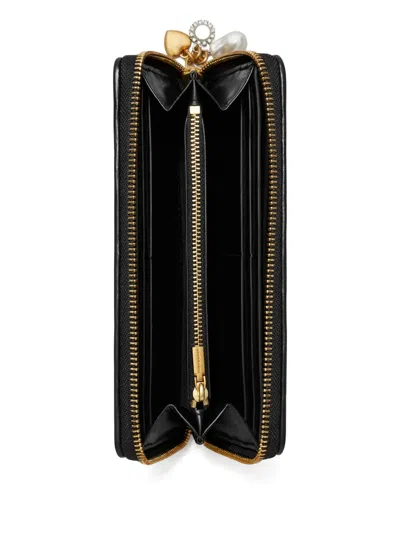 Tory Burch Kira Diamond-quilted Charm Continental Wallet In Black