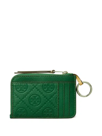 Tory Burch Pebble Envelope Zip Wallet In Green