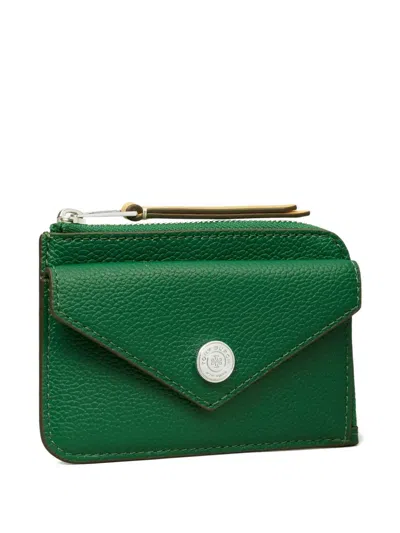 Tory Burch Pebble Envelope Zip Wallet In Green