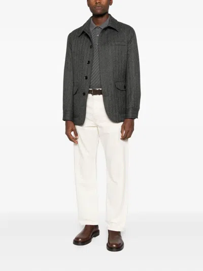 Brioni Flap-pocket Jacket In Gray