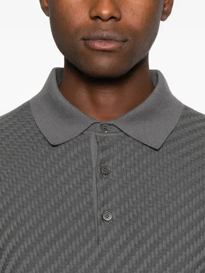 Brioni Long-sleeve Polo Shirt In Gray