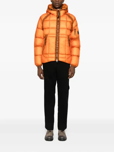 C.p. Company Men S D.d. Shell Hooded Medium Down Jacket Russet In Orange