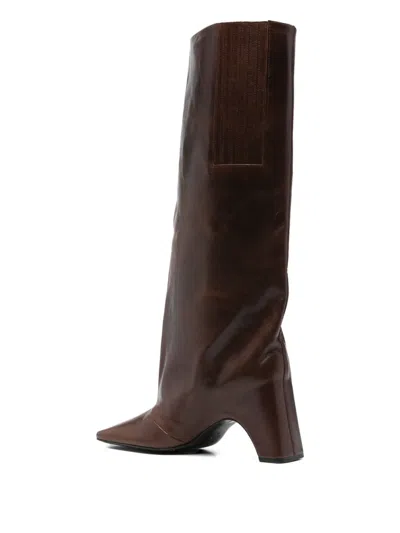 Coperni Bridget 90 Leather Knee-high Boots In Brown
