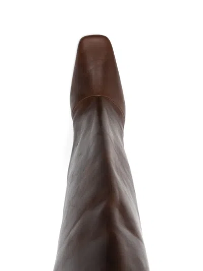 Coperni Bridget 90 Leather Knee-high Boots In Brown