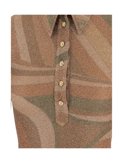 Pucci Abstract Print Lurex Sweater In Brown