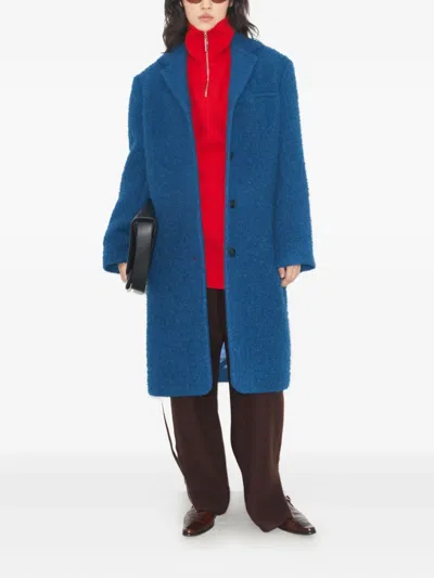 Tory Burch Oversized Wool Coat In Blue