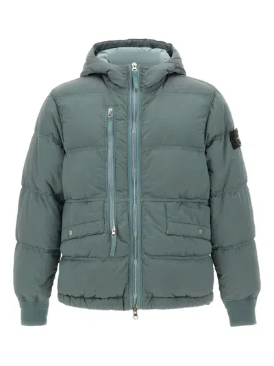Stone Island Metal Nylon Down Jacket In Green