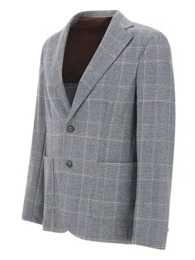 Barba Napoli Checked Two-button Blazer In Gray