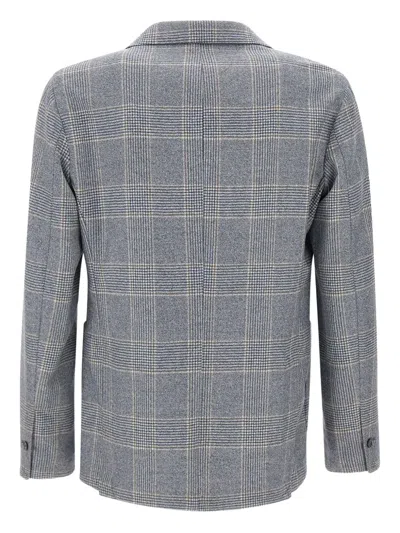 Barba Napoli Checked Two-button Blazer In Gray