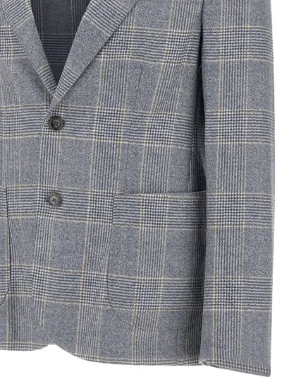 Barba Napoli Checked Two-button Blazer In Gray