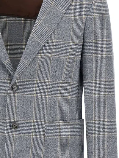 Barba Napoli Checked Two-button Blazer In Gray