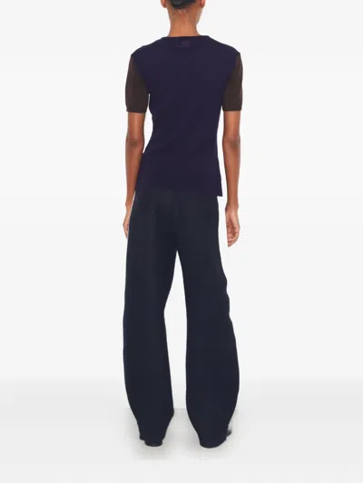 Tory Burch Short-sleeve Buttoned Wool T-shirt In Multi