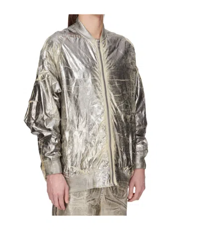 Rick Owens Drkshdw Silver Concordians Jumbo Peter Flight Bomber Jacket In Silver