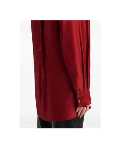 Khaite Auryn Button-down Twill Top In Red
