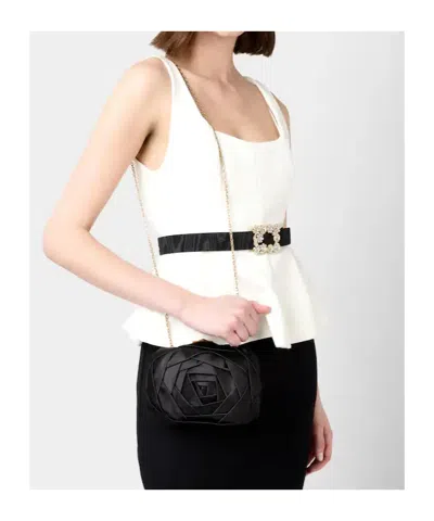Roger Vivier Vivier Rose Pouch In Raso In Black