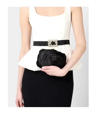 Roger Vivier Vivier Rose Pouch In Raso In Black