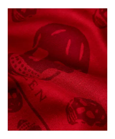 Alexander Mcqueen Skull Pattern Scarf In Red