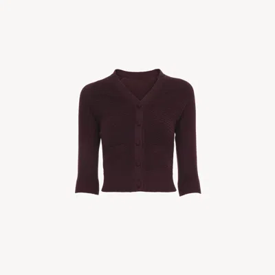 Chloé Textured Wool Knit Half-sleeve Cropped Cardigan In Purple