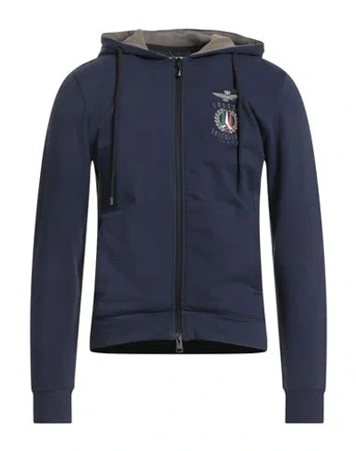 Aeronautica Militare Man Sweatshirt Navy Size S Cotton, Elastane In Blue