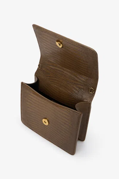 Roberto Cavalli Chain Strap Shoulder Bag With Snake Handle In Brown