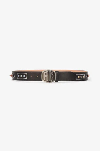 Roberto Cavalli Belt With Stones And Studs In Brown