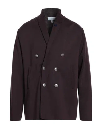 Lardini Man Cardigan Plum Size Xl Wool In Brown