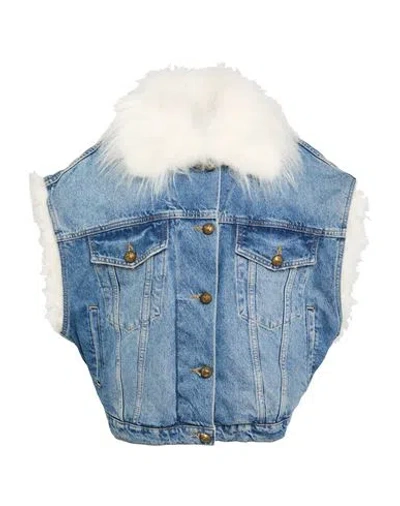 Pinko Denim Woman Denim Outerwear Blue Size S Cotton, Acrylic In Blue