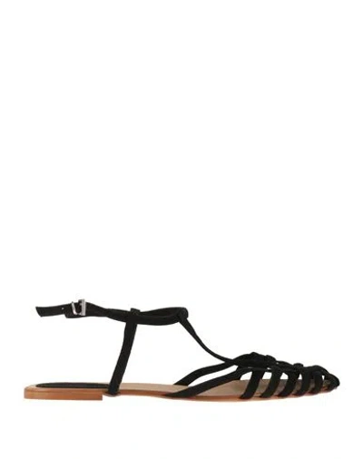 Anna F . Woman Ballet Flats Black Size 11 Leather In Black