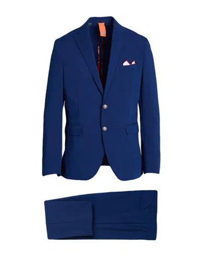 Bharnaba Man Suit Navy Size 44 Polyester, Viscose, Elastane In Blue