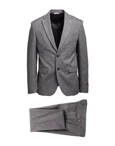 Manuel Ritz Man Suit Navy Size 40 Polyester, Viscose, Elastane In Gray