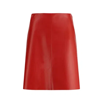 Miu Miu Nappa Leather Skirt In Red